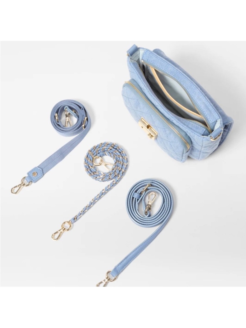 MZ Wallace Lock Crossbody Small True Light Denim - Picture 2 of 8
